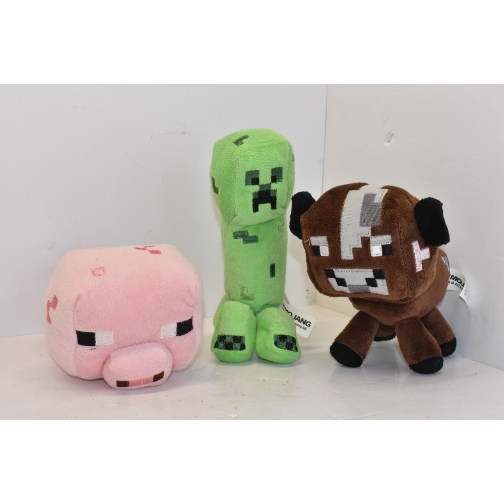 Minecraft PIG. COW, CREEPER Mojang Plush Stuffed Animal 2014 Character Toy 6"